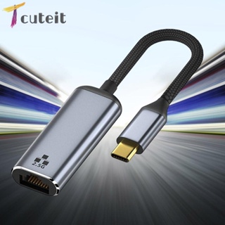 Tcuteit อะแดปเตอร์แปลงเครือข่ายอีเธอร์เน็ต Type-C เป็น 2.5G ความเร็วสูง USB