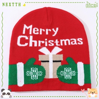 Nextth หมวกบีนนี่ ผ้าถัก อะคริลิค แบบสวมหัว ลายคริสต์มาส กวางเอลก์ แบบหนา ให้ความอบอุ่น สําหรับผู้หญิง