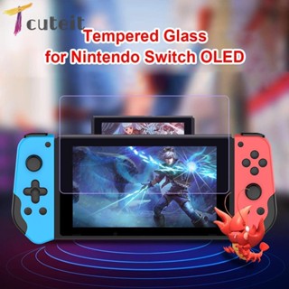 Tcuteit ฟิล์มกระจกนิรภัยกันรอยหน้าจอ 9H สําหรับ Nintendo Switch OLED Game Console