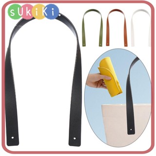 Sukiki หูหิ้วกระเป๋า หนัง PU แบบพกพา สีพื้น ถอดออกได้ แบบเปลี่ยน สําหรับกระเป๋าถือ DIY