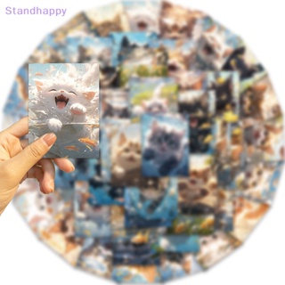 Standhappy ใหม่ สติกเกอร์ ลายการ์ตูนกราฟฟิตี้ แมวตลก DIY สําหรับติดตกแต่งตู้เย็น แล็ปท็อป โน้ตบุ๊ก กระเป๋าเดินทาง 50 ชิ้น