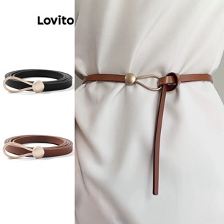 Lovito เข็มขัดลําลอง แบบผูกปม เรียบง่าย สําหรับผู้หญิง L63AD240 (สีน้ําตาล/ดํา)