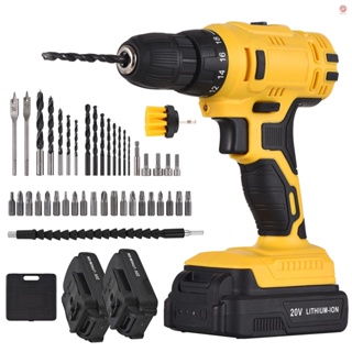 [Brand] 20V Portable Cordless Electric Drill 3/8 Inch Chuck Handheld Power Drill Screwdriver with 2 Batteries Fast Charger - Versatile Tool for Woodworking and Metalworking