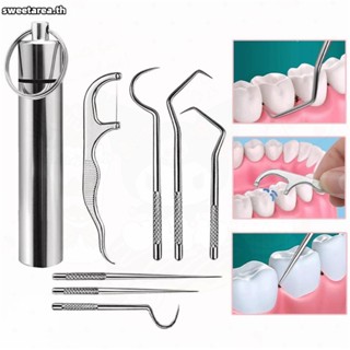 Stainless Steel Toothpick Set Tooth Flossing Reusable Toothpicks Portable Toothpick Floss Teeth Cleaner Oral Cleaning