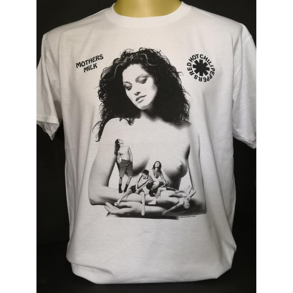 เสื้อยืดโอเวอร์ไซส์เสื้อวงนำเข้า Red Hot Chili Peppers Mothers Milk 1989 Album Uncensore Funk Rock Heavy Metal Punk Psyc