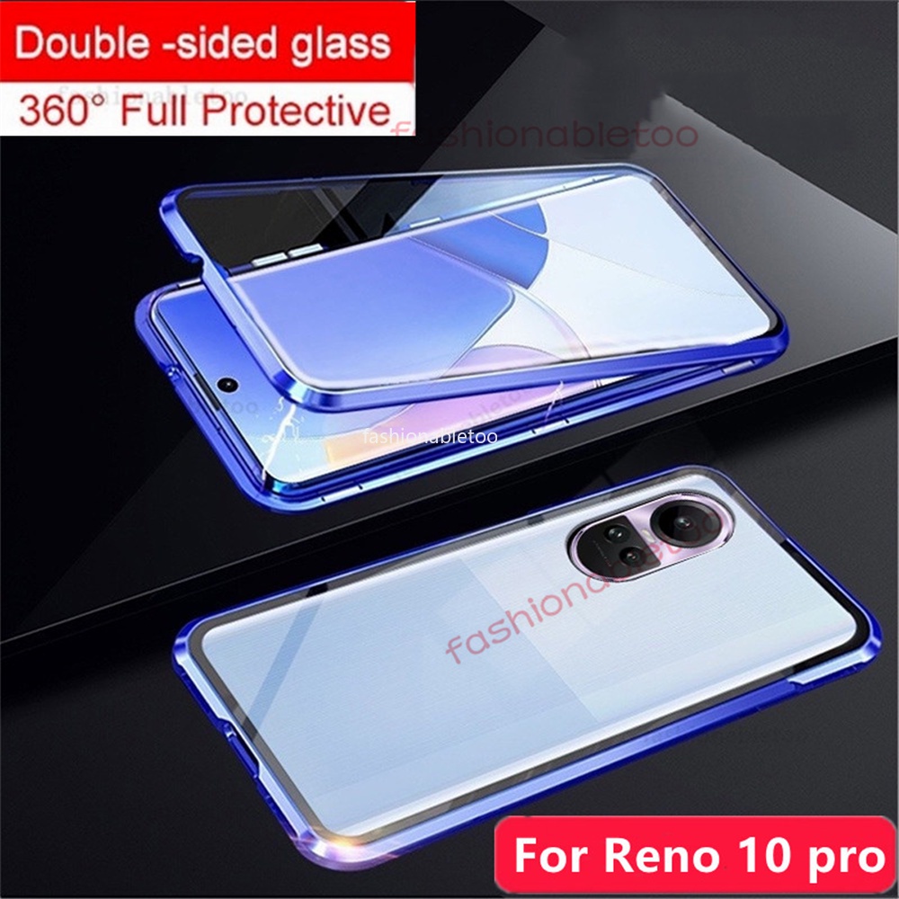 เคสโทรศัพท์มือถือกระจกนิรภัย แบบแข็ง สองด้าน กันกระแทก สําหรับ Oppo Reno 10 11 pro plus 10proplus 11