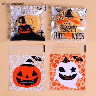 Shakangcool ถุงขนมคุกกี้ บิสกิต ขนมขบเคี้ยว ลาย Happy Halloween สําหรับตกแต่งปาร์ตี้ฮาโลวีน 100 ชิ้น SGL