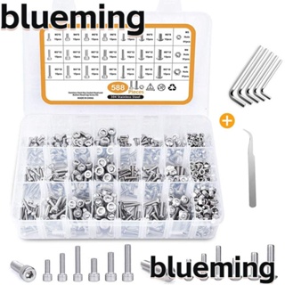 Blueming2 ชุดน็อต สกรูเมตริก สเตนเลส 304 M3 M4 M5 M6 588 ชิ้น|สกรูมืออาชีพ