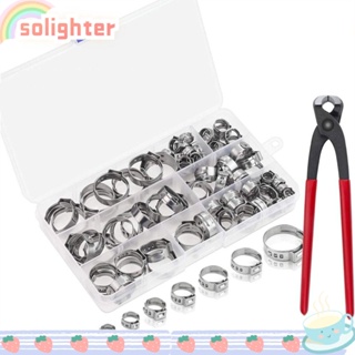 Solighter แคลมป์หนีบท่อ สเตนเลส 304 6-23.5 มม. หูเดี่ยว 8 ขนาด 150 ชิ้น