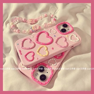 เคสโทรศัพท์มือถือ ซิลิโคน กันกระแทก ลายการ์ตูนจุด หัวใจ สามมิติ สําหรับ Iphone 14promax 13 12 11