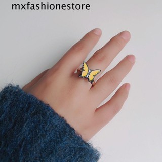 Mxfashione แหวนนิ้วมือ แบบเปิด ลายผีเสื้อ ดอกเดซี่ หมุนได้ อินเทรนด์ สําหรับผู้หญิง