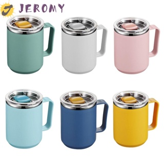 Jeromy แก้วกาแฟสเตนเลส สองชั้น มีฉนวนกันความร้อน แบบพกพา พร้อมฝาปิด 450 มล.