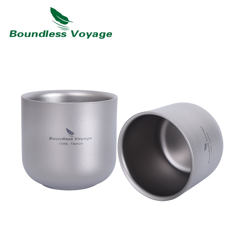 Boundless Voyage- แก้วกาแฟไทเทเนียม สองชั้น ทรงกลม กันลวก 125 มล. สําหรับตั้งแคมป์ กลางแจ้ง ในร่ม