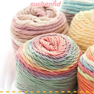 Suchenhd 100 กรัม ไหมพรมขนสัตว์ ผ้าพันคอ หนา สีรุ้ง DIY ถักโครเชต์