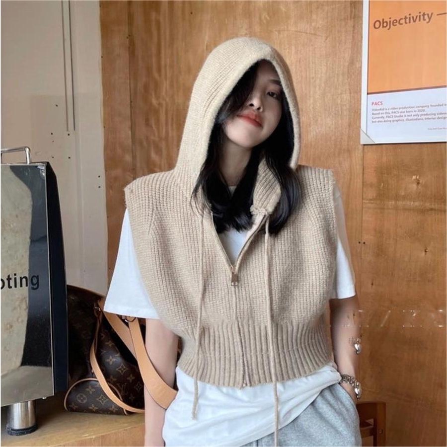 ถักเสื้อกั๊กผู้หญิงต้นฤดูใบไม้ร่วงเวอร์ชั่นเกาหลีเสื้อกั๊กแขนกุดคาร์ดิแกนสั้นแจ็คเก็ตคลุมด้วยผ้ากระโหลกสไตล์ด้านนอกเสื้อกันหนาวเสื้อกั๊ก แมค ผู้ห คุณ