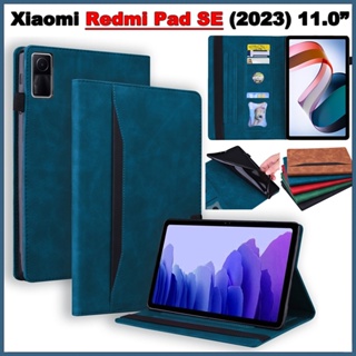 เคสแท็บเล็ตหนัง ฝาพับแม่เหล็ก กันกระแทก พร้อมช่องใส่บัตร และขาตั้ง สําหรับ Xiaomi Redmi Pad SE 2023 11.0 นิ้ว