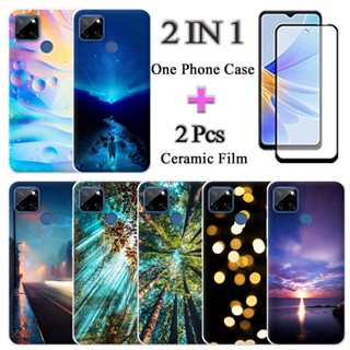 2 IN 1 Realme C12 C25 C25S เคสโทรศัพท์ น่ารัก พร้อมหน้าจอโค้งเซรามิค สองชิ้น