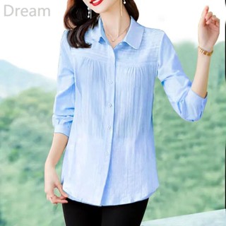 Cotton long-sleeved thin shirt Womens loose slimming all-match cotton shirt casual shirt