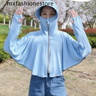 Mxfashione เสื้อคลุมแขนยาว มีฮู้ด ป้องกันรังสียูวี ป้องกันรังสียูวี ขนาดใหญ่ เหมาะกับฤดูร้อน สําหรับขับขี่ เล่นกีฬา