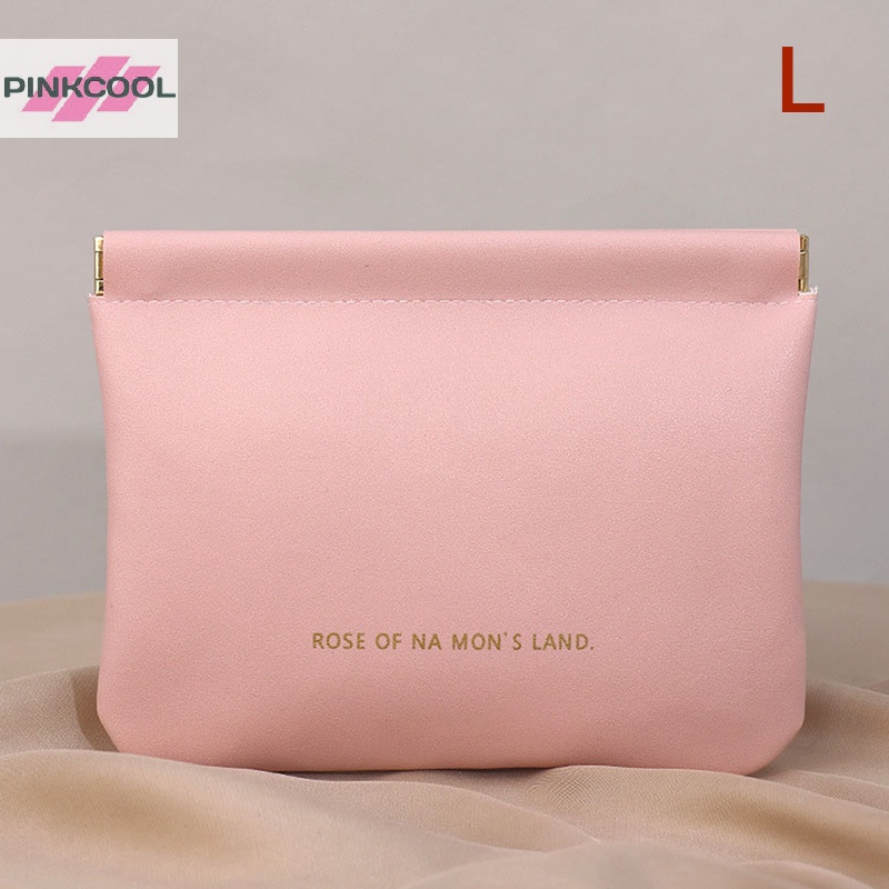 Pinkcool กระเป๋าใส่เหรียญ ผ้าอนามัย แบบพกพา ขนาดเล็ก ปิดเองได้ กระเป๋าเครื่องสําอาง มินิ มินิ มินิ มินิมอล ลิป กระเป๋า ขายดี