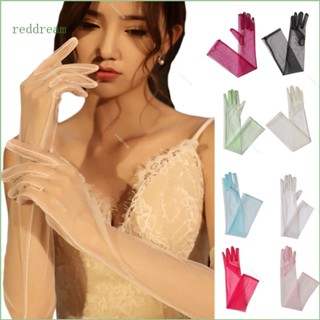 Redd ถุงมือยาว ถุงมือแต่งงาน ถุงมือผ้าเชียร์ แบบเต็มนิ้ว สีแดง สําหรับผู้หญิง