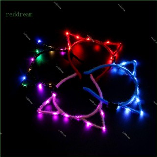 Redd ที่คาดผมหูแมว มีไฟกระพริบ LED สีแดง สําหรับผู้หญิง 1 ชิ้น