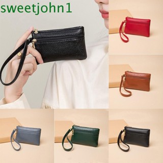 Sweetjohn กระเป๋าใส่เหรียญ มีซิป ลายลิ้นจี่ สีพื้น สไตล์เกาหลี ลําลอง ขนาดเล็ก สําหรับเดินทาง