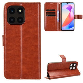 เคสโทรศัพท์หนัง PU ฝาพับ พร้อมช่องใส่บัตร และสายคล้อง หรูหรา สําหรับ Honor X6A 4G WDY-LX1