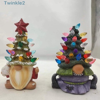 Twinkle โคมไฟเรซิ่น รูปซานตาคลอส โนมสีม่วง ทนทาน สําหรับตกแต่งบ้าน ต้นคริสต์มาส