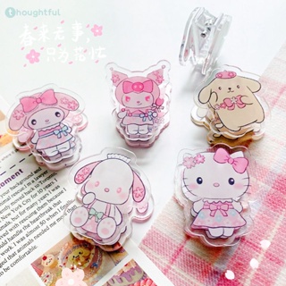 Sanrio Series ที่หนีบอะคริลิก Kuromi Cinnamoroll Pp กระดาษการ์ตูนอะนิเมะสร้างสรรค์น่ารักแฟ้มบันทึกสองด้าน TH