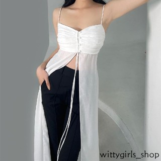 Wittygirls-shop_ เสื้อสายคล้องคอ แต่งระบาย เซ็กซี่ แฟชั่นฤดูใบไม้ผลิ สําหรับผู้หญิง