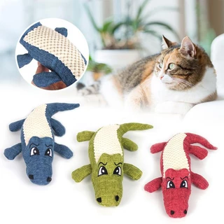 พร้อมส่ง🐶ของเล่นตุ๊กตาจระเข้ 30cm มันทำให้เกิดเสียง ผ้าลินิน ทําความสะอาดฟัน ตุ๊กตาสัตว์เลี้ยง สัตว์เลี้ยงเคี้ยวของเล่น
