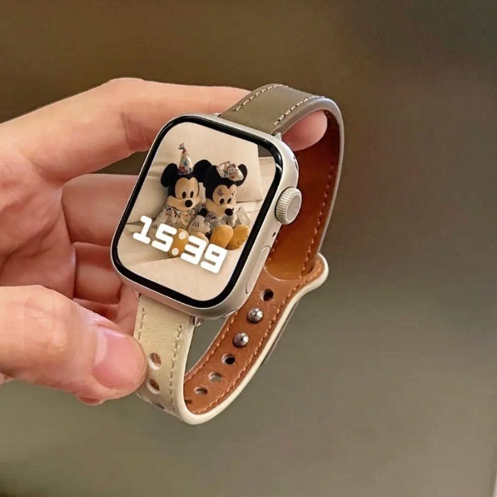 สายนาฬิกาข้อมือหนัง หัวเข็มขัดคู่ สําหรับ Apple Watch Iwatch 87 SE