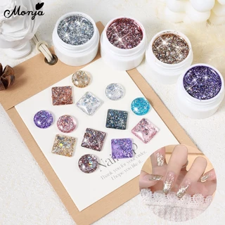 Monja กลิตเตอร์เลื่อม สีสะท้อนแสง สําหรับตกแต่งเล็บเจล UV LED 5 มล. nail gel polish glitters decor