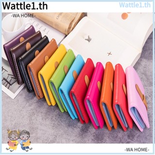 Wttle กระเป๋าใส่บัตร หนัง PU ทรงเรขาคณิต สีพื้น เรียบง่าย