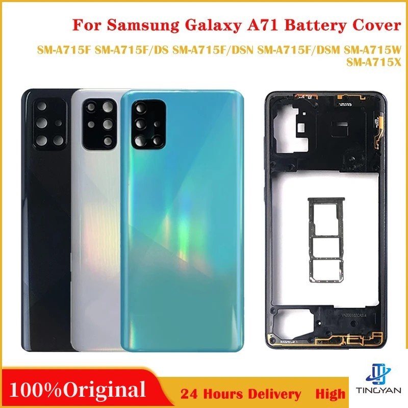 ฝาครอบแบตเตอรี่ด้านหลัง พร้อมกรอบเลนส์กล้อง แบบเปลี่ยน สําหรับ Samsung Galaxy A71 2020 A715 A715F A71