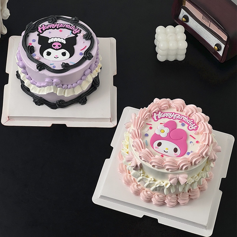 Kuromi Melody เค้กตกแต่งเครื่องประดับกาวนุ่มการ์ตูนกระต่าย KT แมวเด็กวันเกิด Plugin อุปกรณ์เสริม