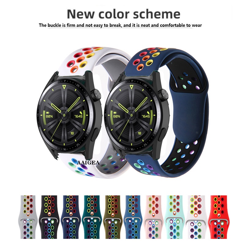 20 มม.22 มม.ซิลิโคนอ่อนนุ่มสองสีสายรัดกีฬาสําหรับนาฬิกา Huawei GT5 GT4 GT3 SE GT2 42 มม.46 มม./GT 2 2e Pro 3 4/Honor MagicWatch 2