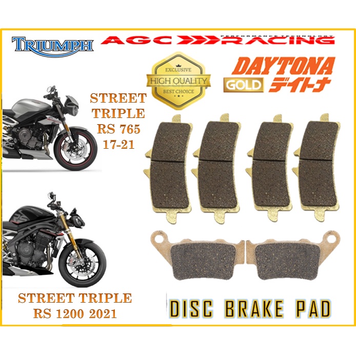 ผ้าเบรค TRIUMPH STREET TRIPLE RS 765 17-21 STREET TRIPLE RS 1200 คุณภาพทอง