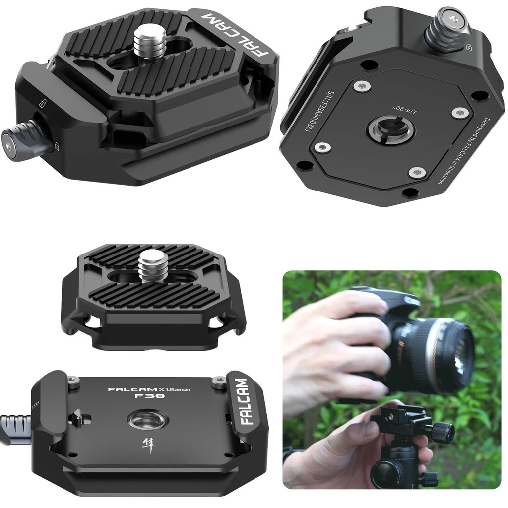 FALCAM F38 ระบบแผ่นปลดเร็วพร้อมฐานแบบปลดเร็วและแผ่นปลดเร็วสําหรับหัวขาตั้งกล้อง 15 กก. Load Capaciy