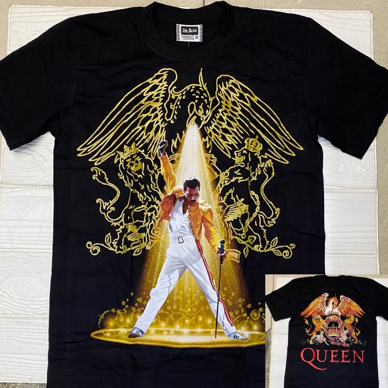 Hitam . เสื้อยืด พิมพ์ลาย Queen Freddie Mercury สีดํา