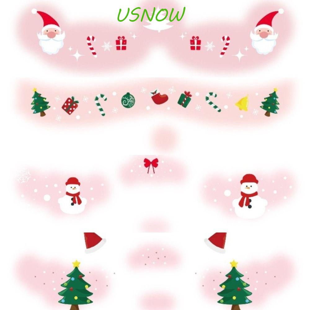 Usnow สติกเกอร์รอยสัก ลายคริสต์มาสน่ารัก กันน้ํา แบบพกพา สําหรับติดตกแต่งใบหน้า