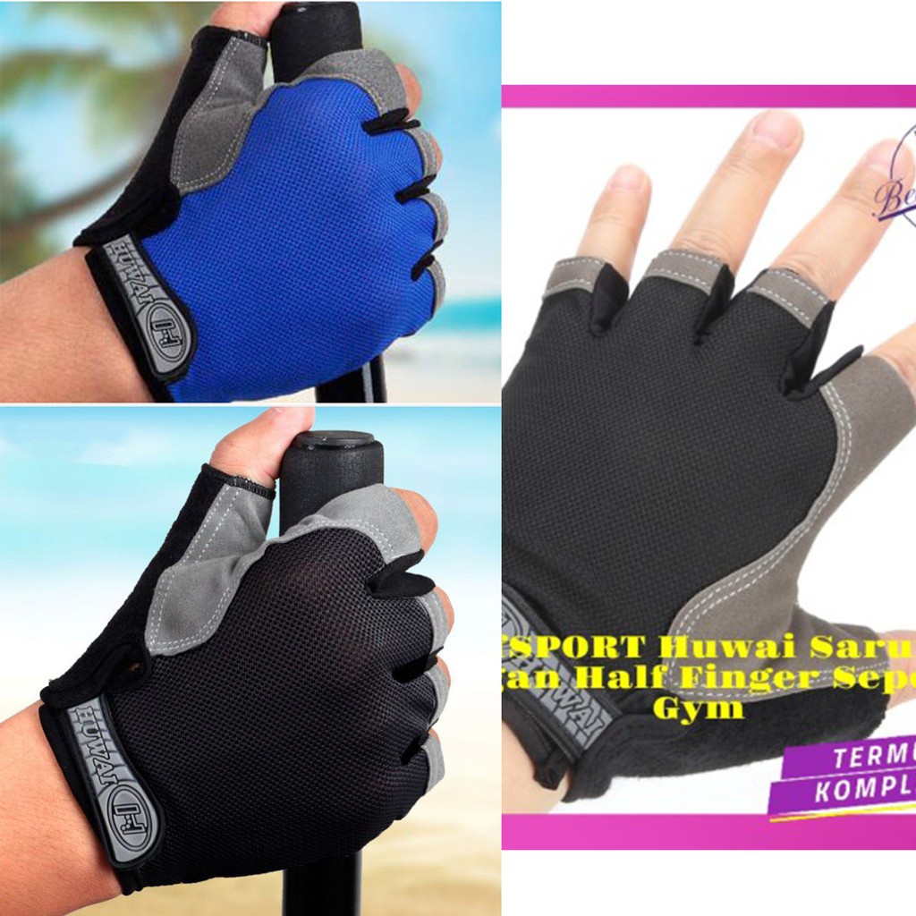 Mall Taffsport Huwai Gym Fitness Sport Half Finger Cycling Gloves Size LM Blue Black Grab Medan