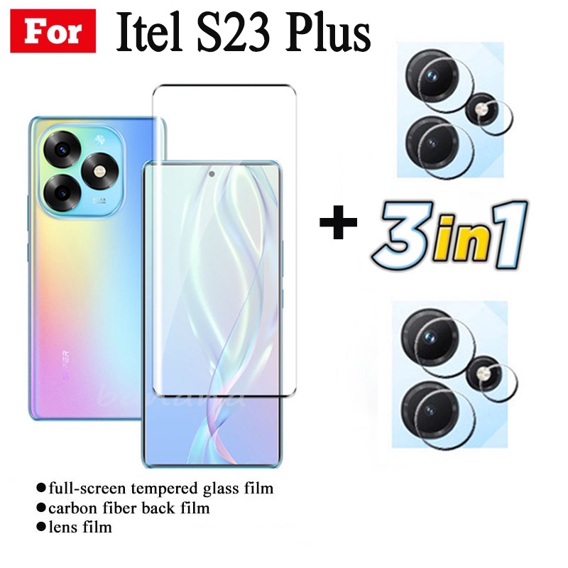 3IN1 itel S23 Plus Full Screen Protector กระจกนิรภัยสําหรับ itel S23 + S 23 Plus ฟิล์มกระจกนิรภัย HD