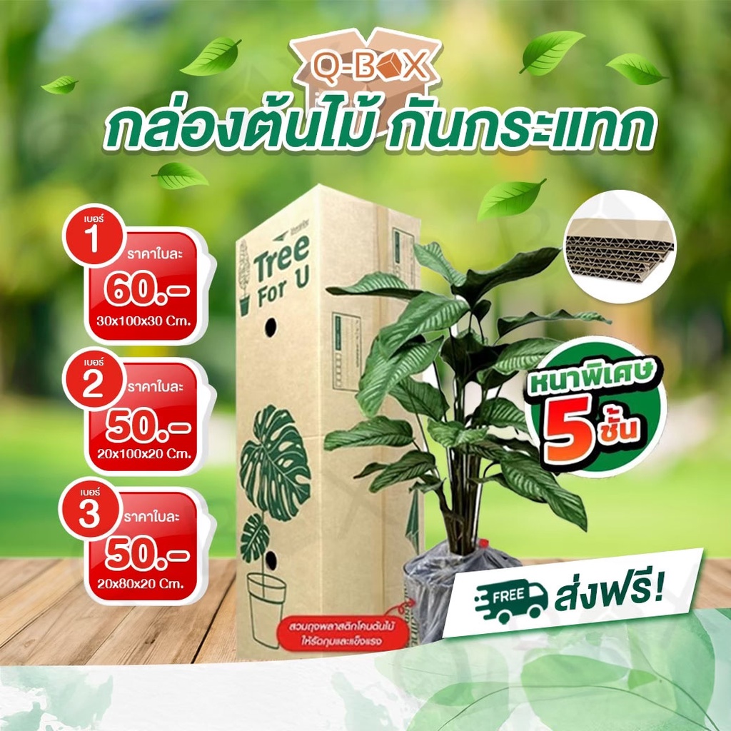 ส่งฟรีทั่วประเทศ กล่องลูกฟูก 5 ชั้น (กล่องใส่ต้นไม้) (แพ็ค 5 ใบ)  ลังกระดาษ กล่องลัง กล่องกระดาษ ถูกที่สุด