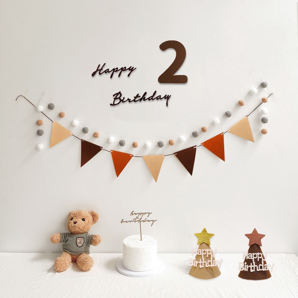 สติกเกอร์แบนเนอร์ ผ้าสักหลาด ลาย Happy Birthday ตัวเลข สําหรับตกแต่งปาร์ตี้วันเกิดเด็ก ห้องนั่งเล่น ราคา ถูกที่สุด ดีลบีเคเค แกลเลอรีภาพที่ 2