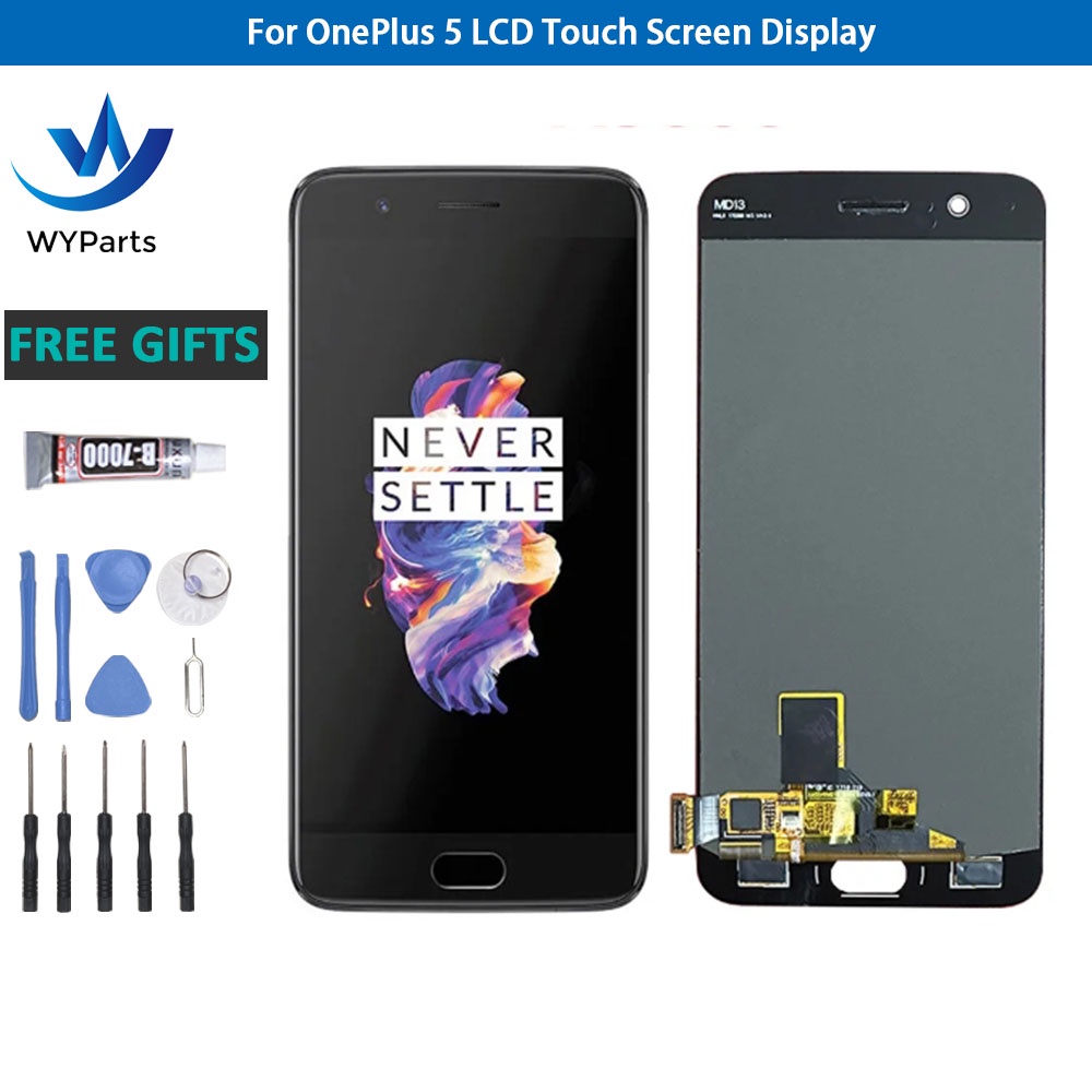 อะไหล่หน้าจอสัมผัส LCD ดิจิไทเซอร์ 100 ทดสอบแล้ว 5.5 นิ้ว แบบเปลี่ยน สําหรับ OnePlus 5 1+5 A5000