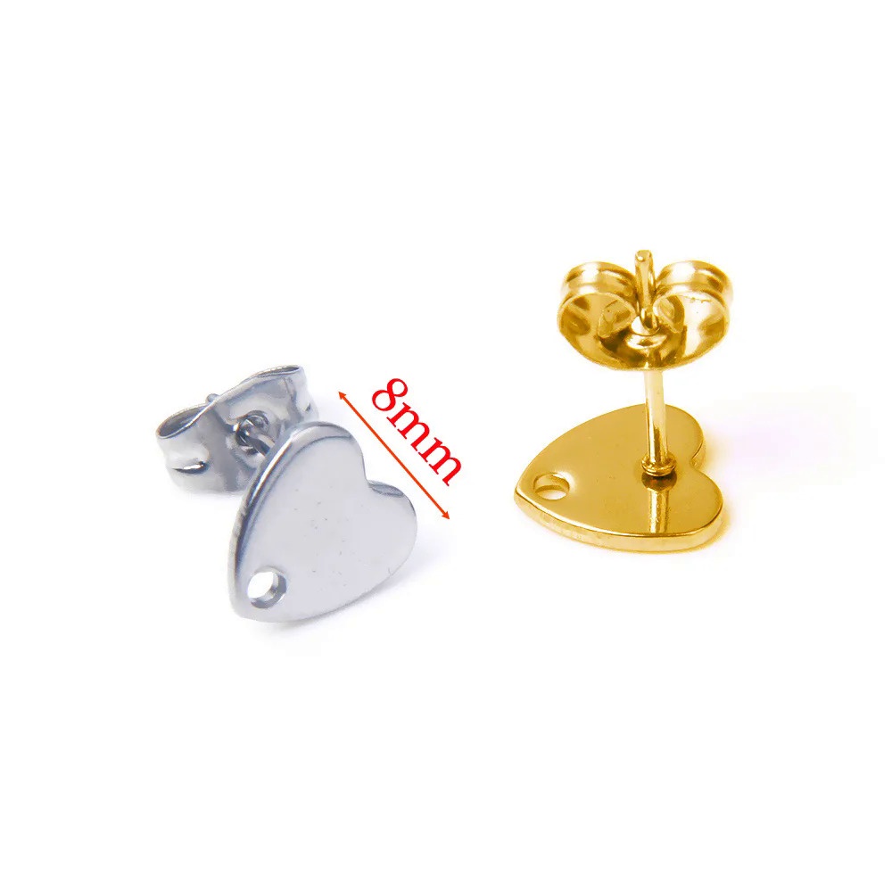 Xhn ต่างหูสตั๊ด สเตนเลส ชุบทอง รูปหัวใจ สําหรับทําเครื่องประดับ Diy 30 ชิ้น