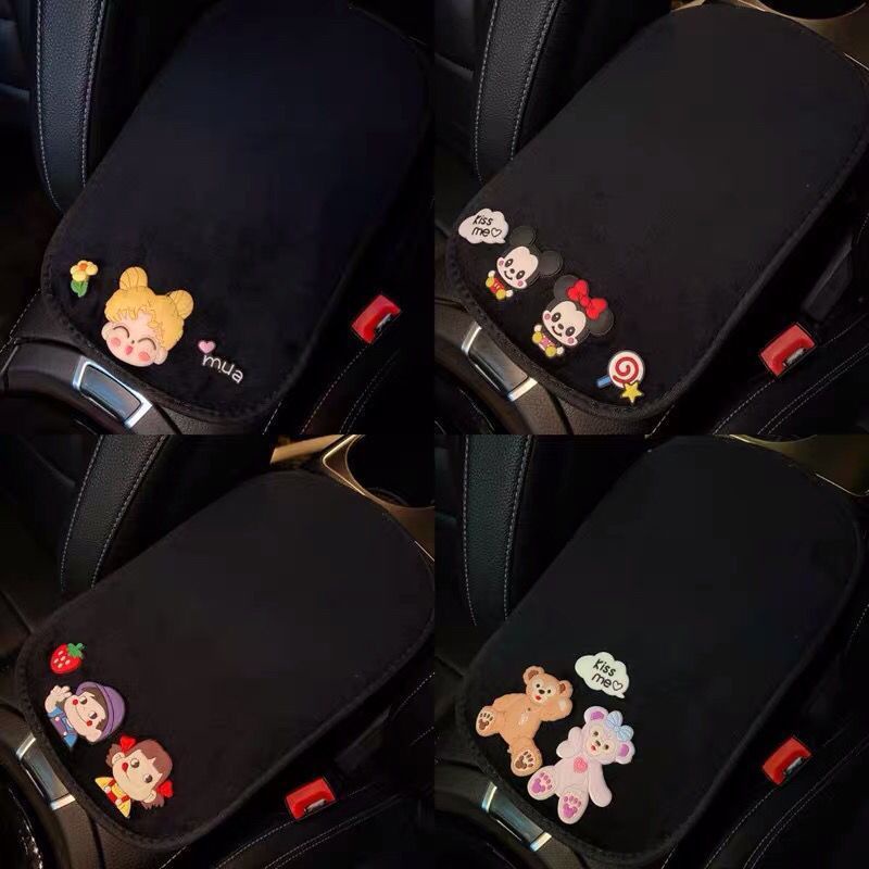 ที่เท้าแขนรถยนต์ เสื่อกล่อง การ์ตูนน่ารัก ฤดูหนาว ตุ๊กตา กลาง ตกแต่งที่เท้าแขน ที่เท้าแขนรถ ที่เท้าแขนกล่องเสื่อ