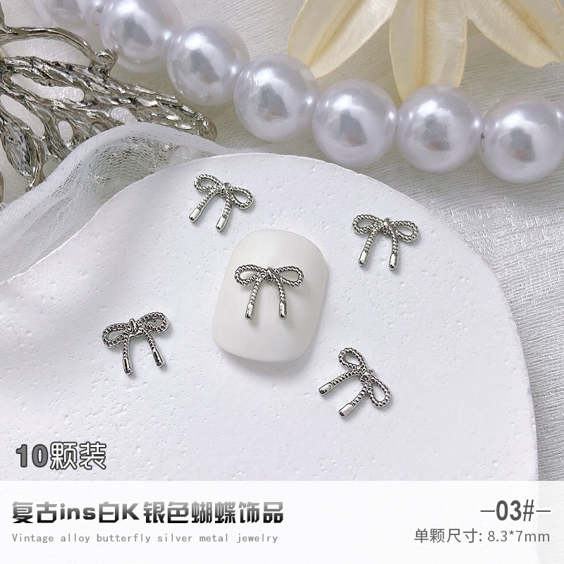 โบว์โลหะอัลลอย รูปปีกผีเสื้อ ขนาดใหญ่ หรูหรา สําหรับตกแต่งเล็บ 10 ชิ้น - รูปที่ 6